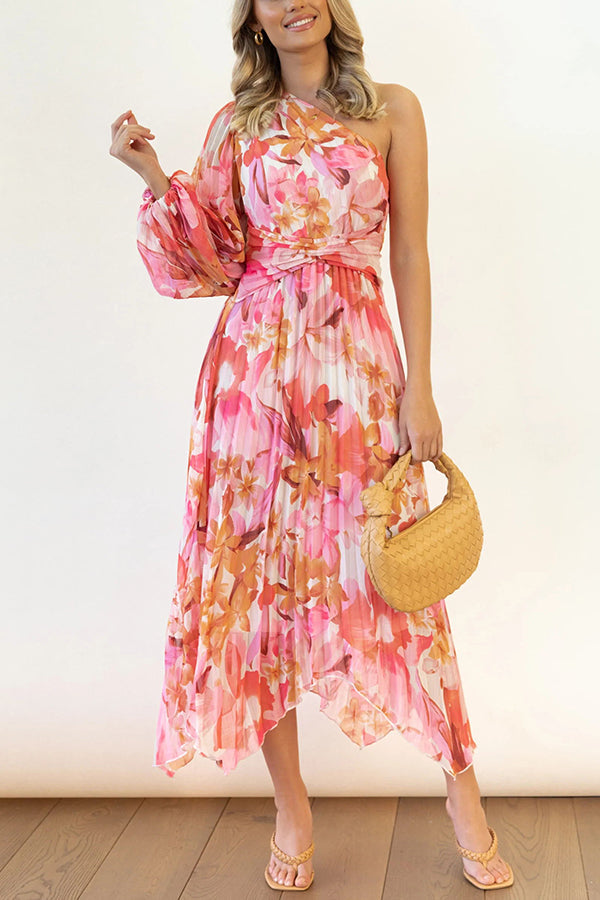 Stilla | Bloom Your Own Way One Shoulder Plisseret Midi Kjole