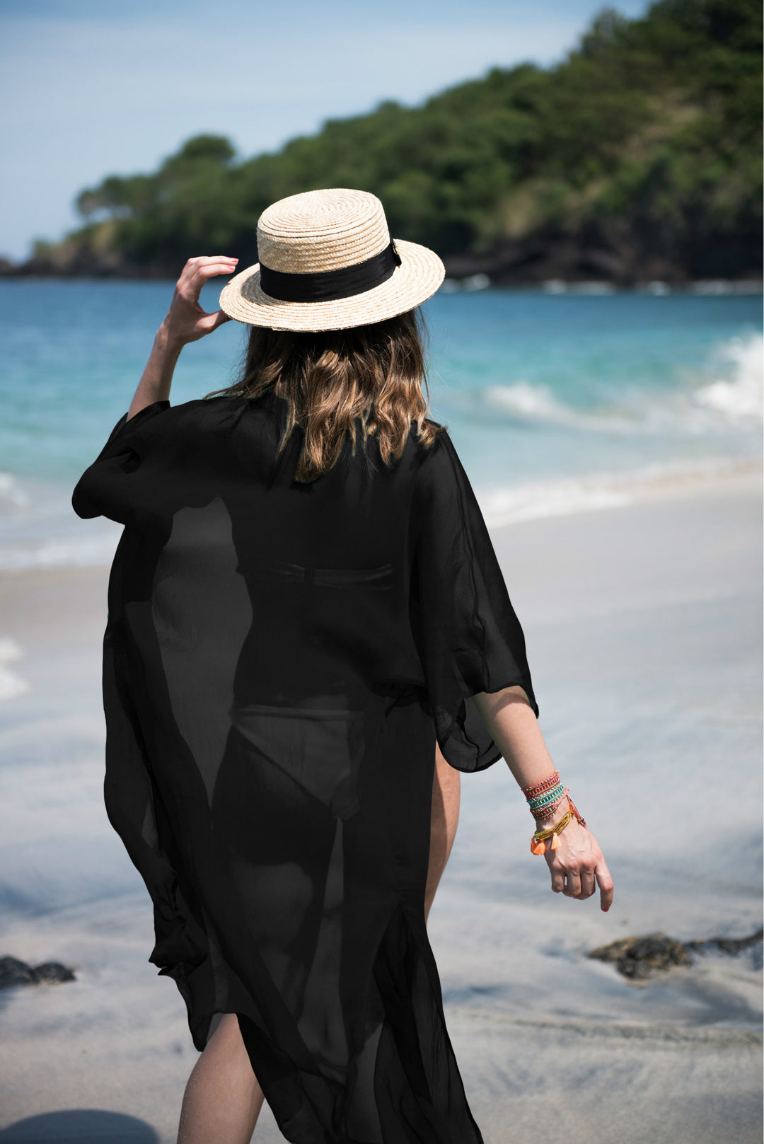Dame Strandkimono lavet af let chiffon med elegant snit Stilla