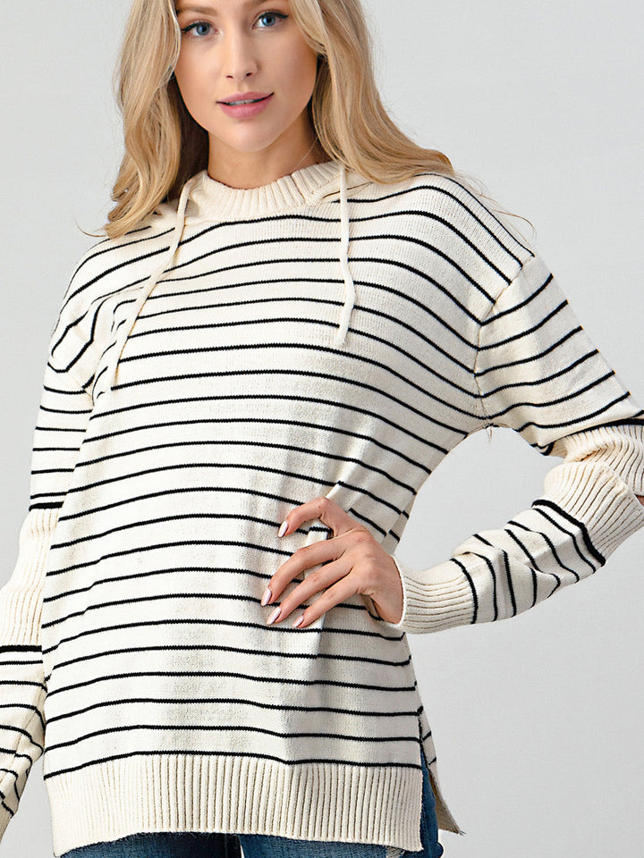 Stilla | Skinnende Stribet Pullover Med Uddrag