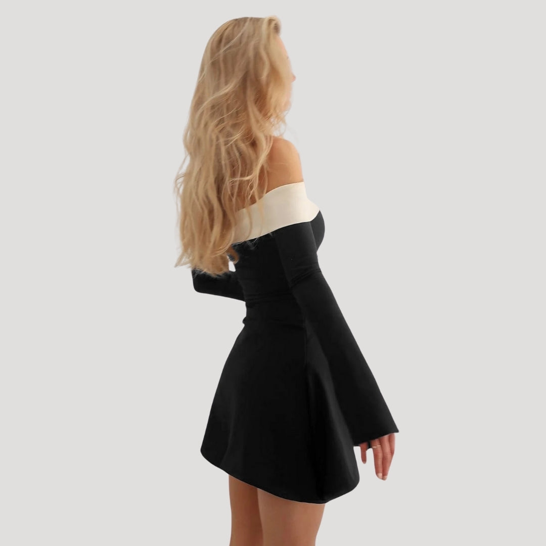 Stilla | Kvinders Off Shoulder Langærmet Skater Mini Kjole