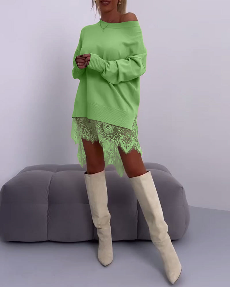 Stilla | Ensfarvet Skulderfri Smal Sweater