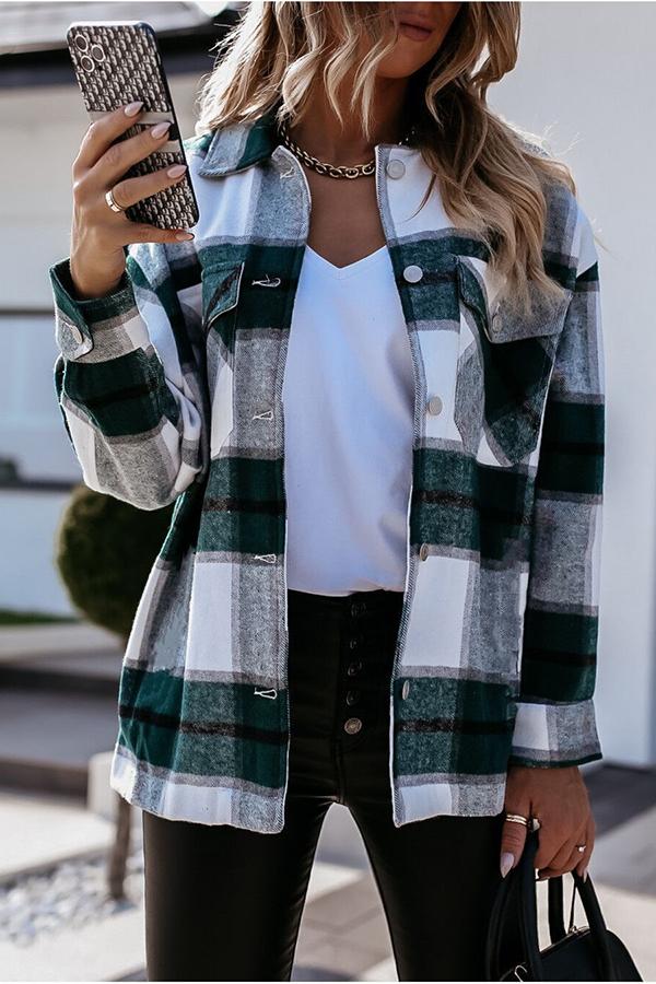 Stilla | Feeling Plaid Med Lommer Afslappet Jakke