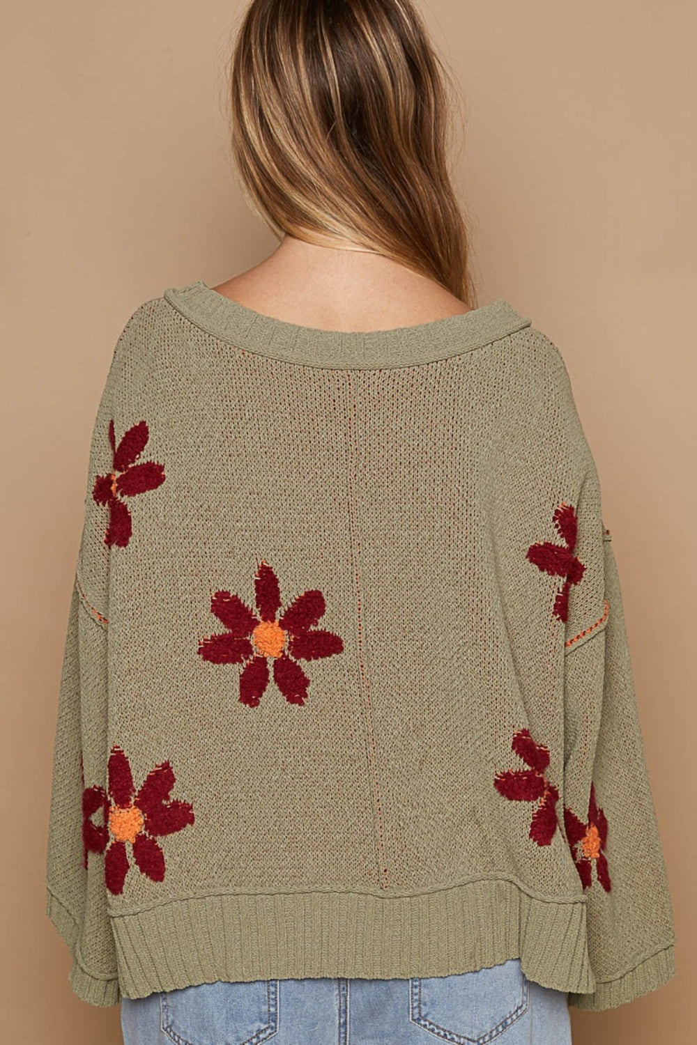 Stilla | V-udskæring Pullover Af Blomstrende Chenille