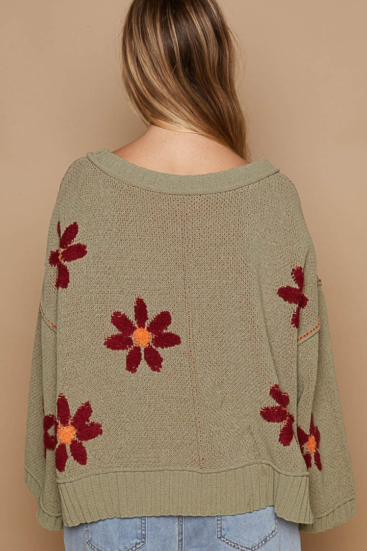 Stilla | V-udskæring Pullover Af Blomstrende Chenille