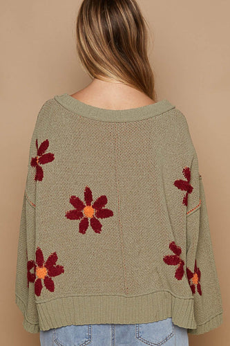 Stilla | V-udskæring Pullover Af Blomstrende Chenille
