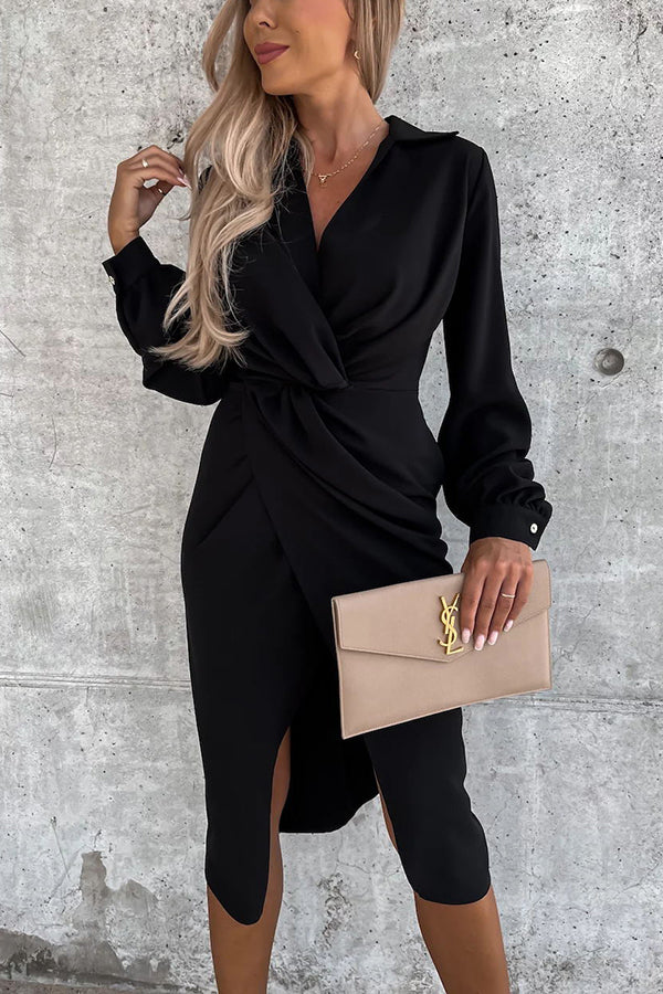 Stilla | Twist V-hals Slids Midi Kjole