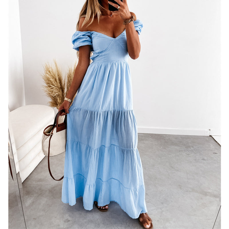 Stilla | Lækkert sommermode Boho strand rygfri spaghetti rem maxikjole elegant