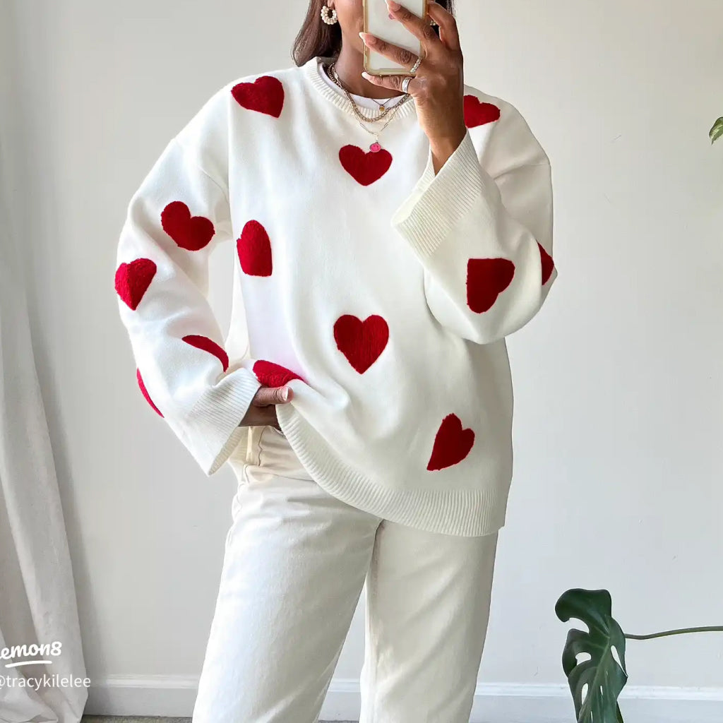 Stilla | Pullover Dame Af Strik Med Broderet Hjerte