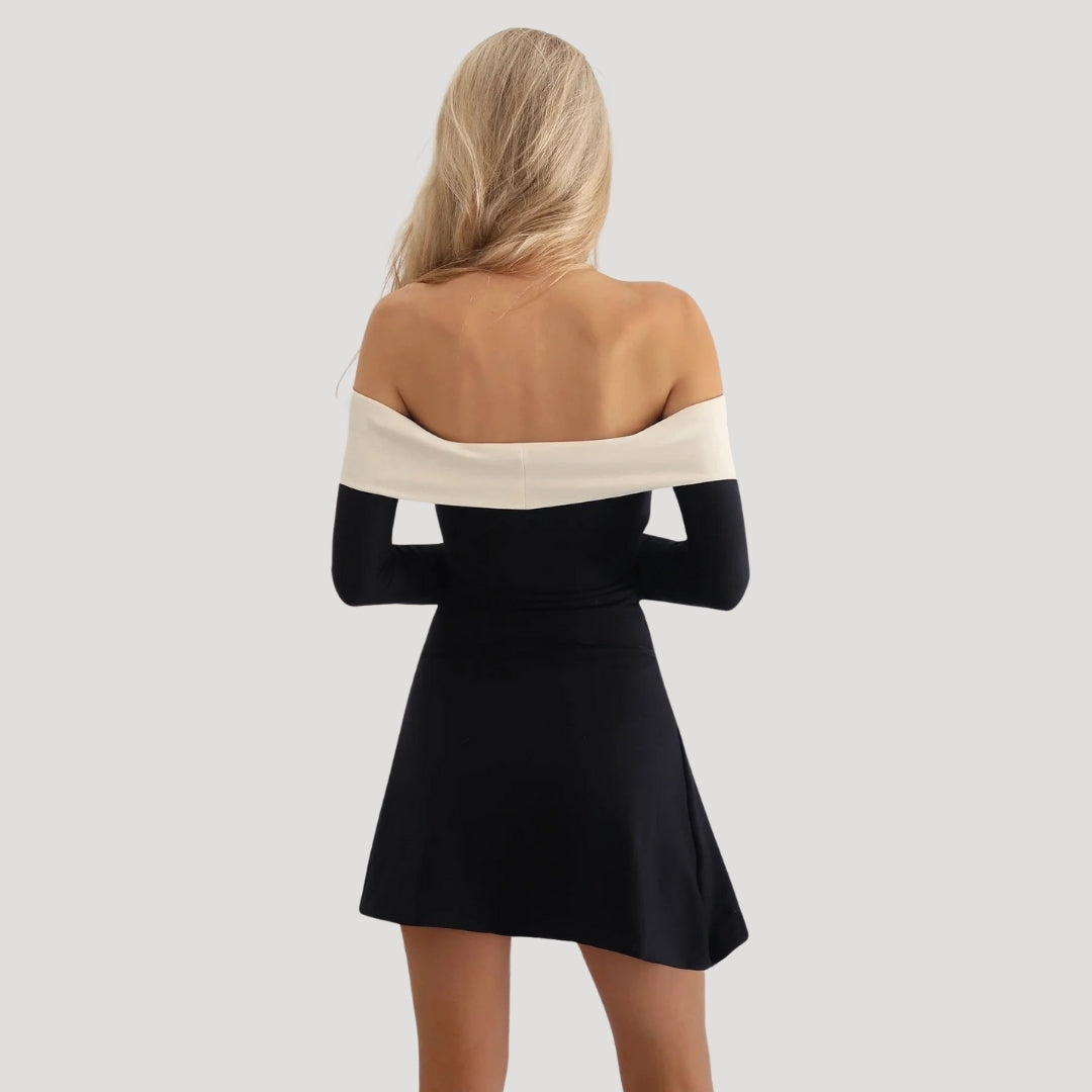 Stilla | Kvinders Off Shoulder Langærmet Skater Mini Kjole