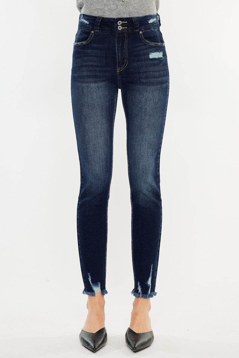 Stilla | Full Size Cat's Whiskers Raw Hem High Waist Jeans