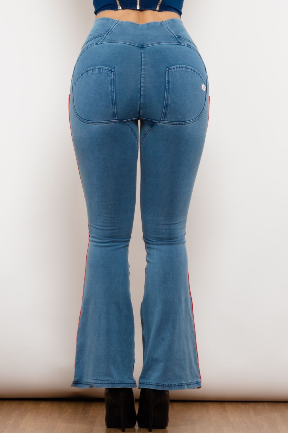 Stilla | Stripe Zip Closure Bootcut Jeans