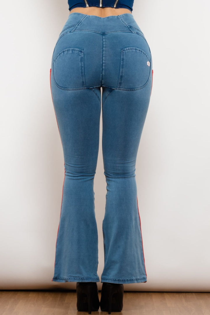 Stilla | Stripe Zip Closure Bootcut Jeans