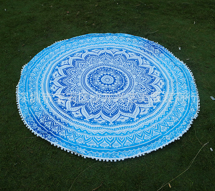 Dame rund Strandhåndklæde med Mandala-mønster og frynser Stilla