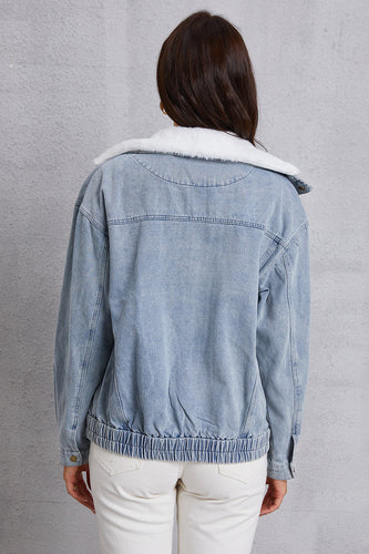 Stilla | Nedrullet Hals Denimjakke