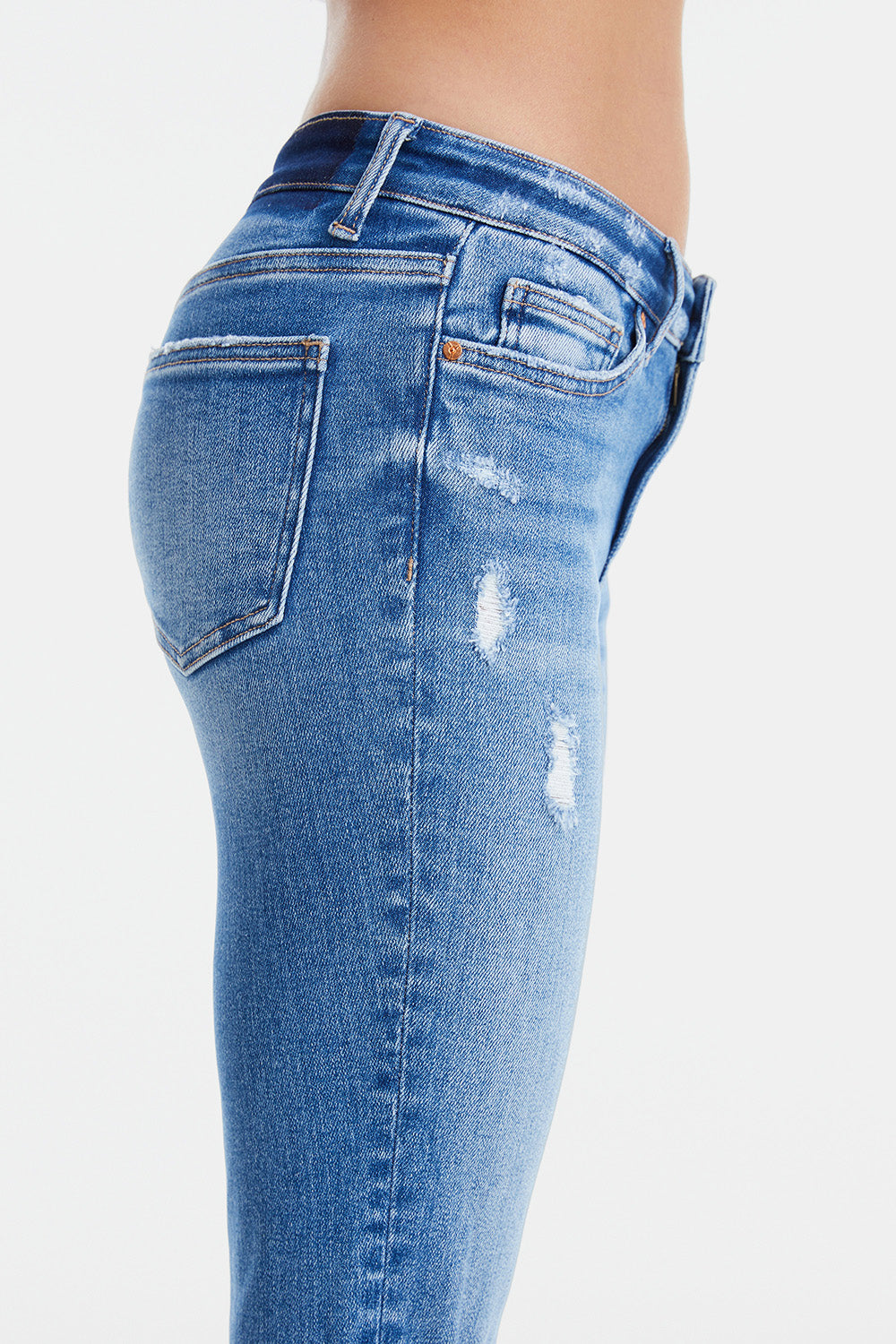 Stilla | Fuldlængde Mellem Talje Distressed Ripped Lige Jeans