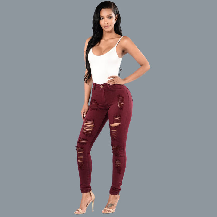 Dame Skinny Jeans med modehuller Stilla