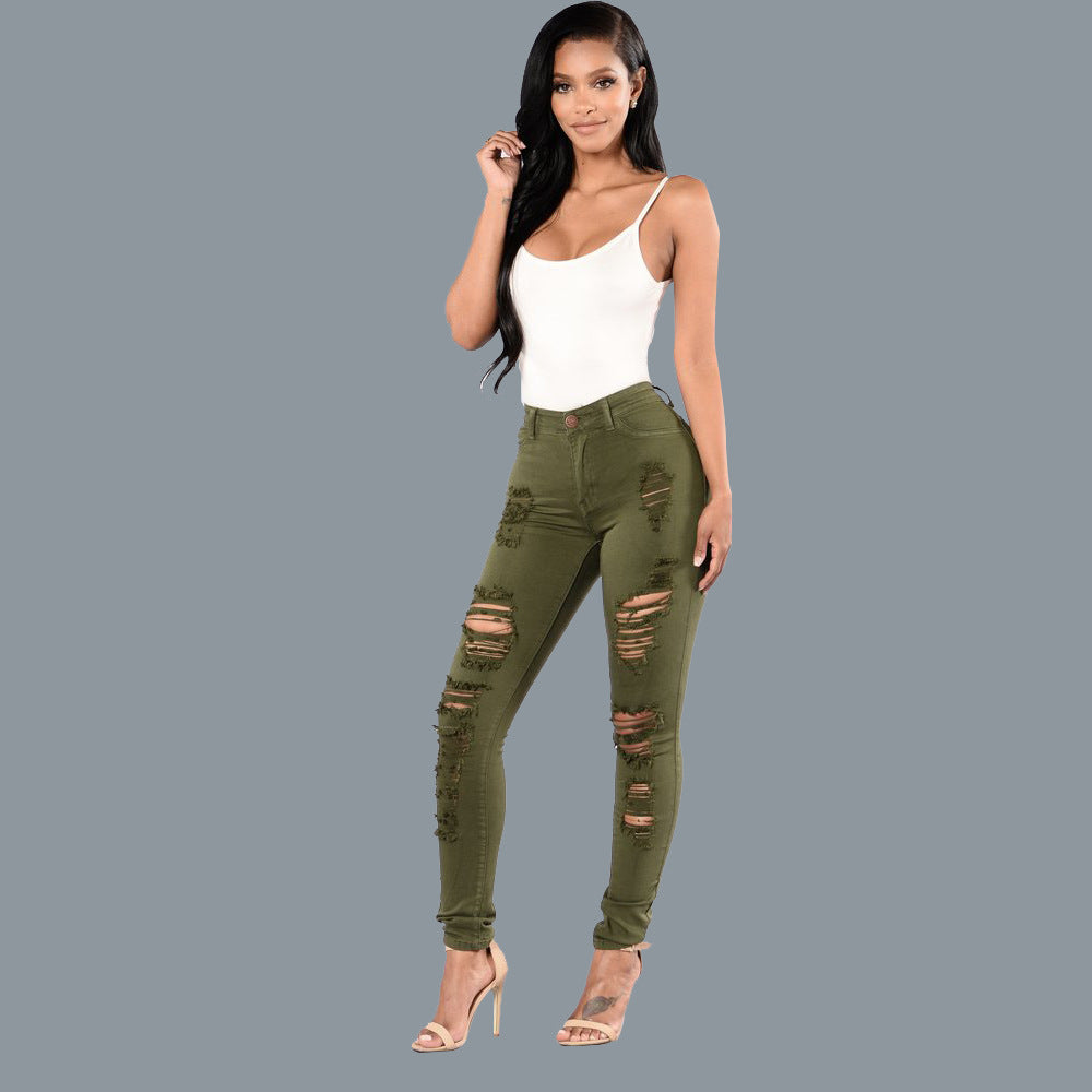 Dame Skinny Jeans med modehuller Stilla