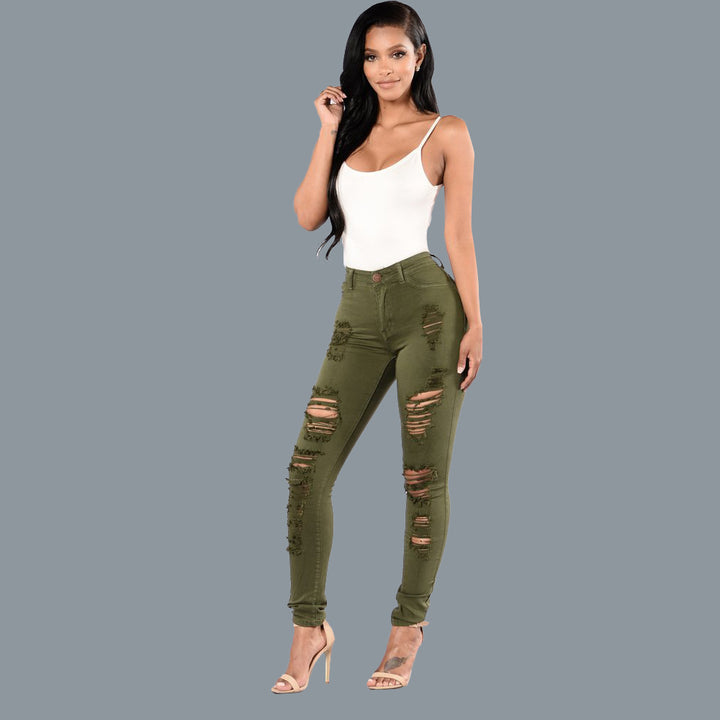 Dame Skinny Jeans med modehuller Stilla