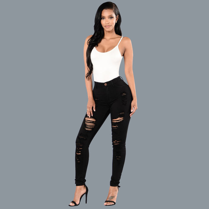 Dame Skinny Jeans med modehuller Stilla