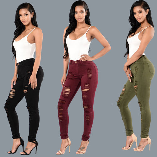 Dame Skinny Jeans med modehuller Stilla