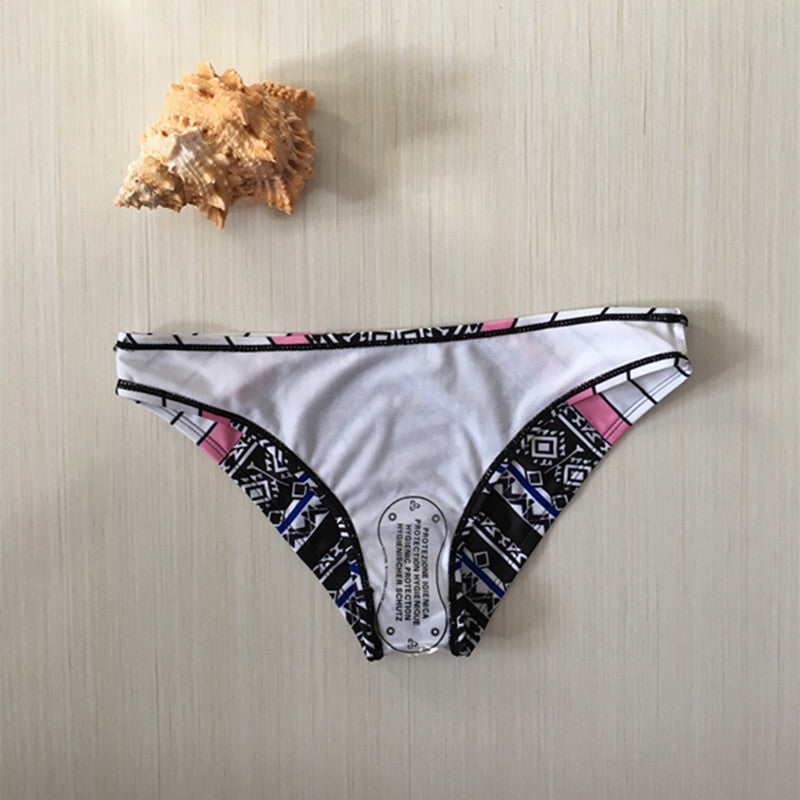 Femme Højkrave Grafisk Tryk Bikini Sæt Stilla