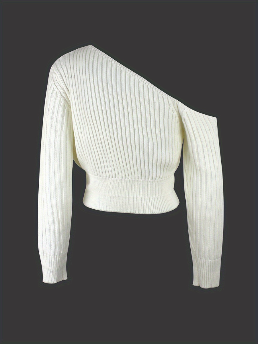 Stilla | Pullover i ribstrik med asymmetrisk udskæring