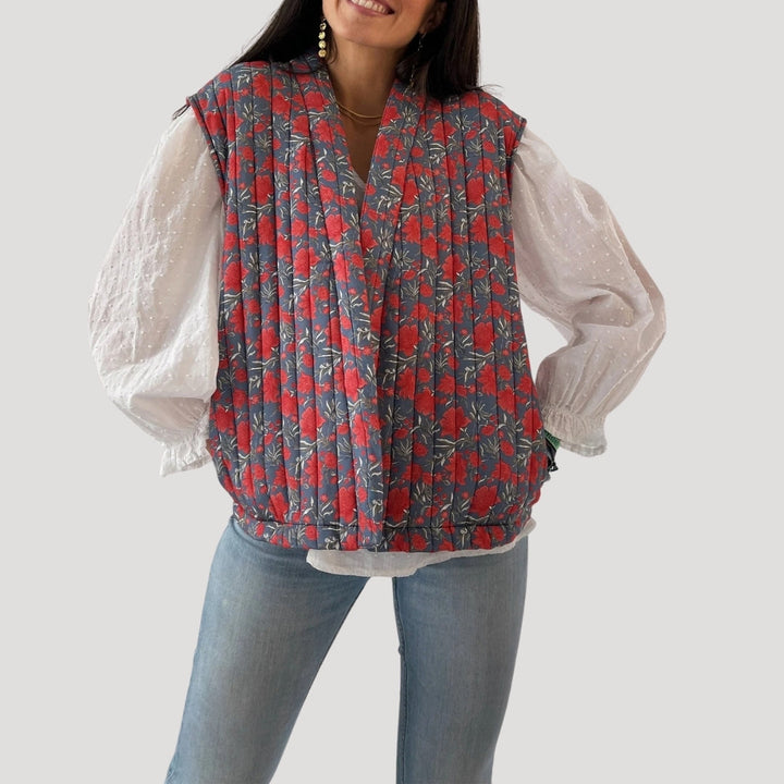 Stilla | Quilted Ærmeløs Trykt Vest