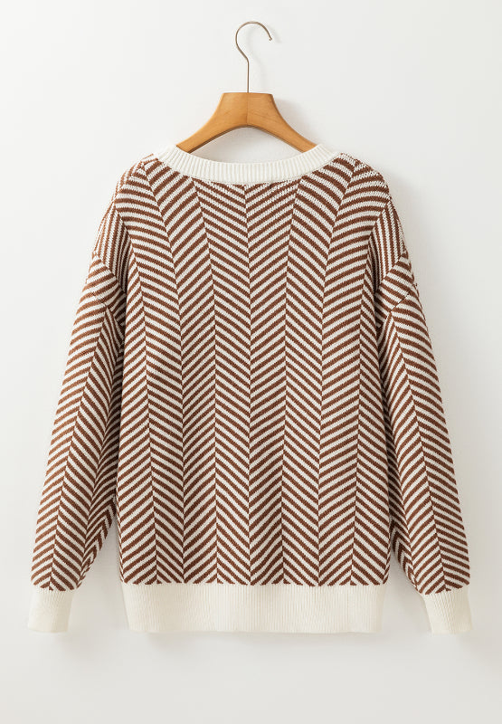 Stilla | Stribet Pullover Med Lange Ærmer og Rund Halsaussnit