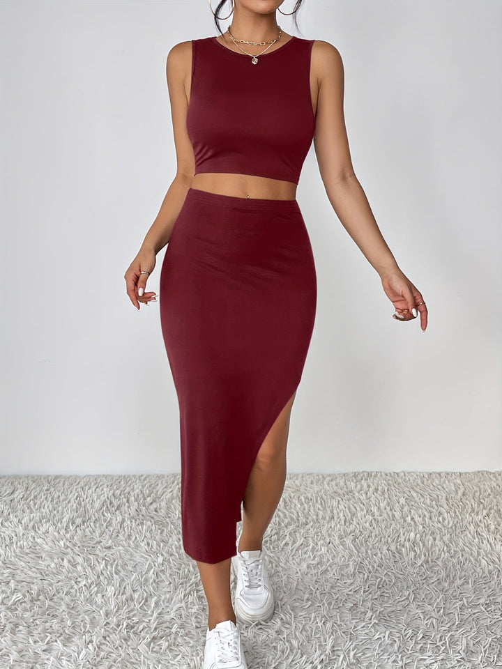 Stilla | Sæt Af Cropped Tanktop Og Nederdel Med Høj Talje Og Slids