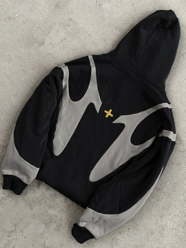Stilla | Y2K Kontrastfarve Oversize Hoodie med Lange Ærmer til Herrer