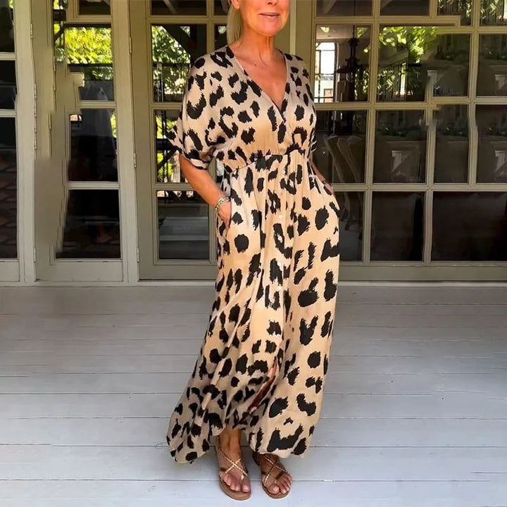 Stilla | Lang Kjole Leopardmønster