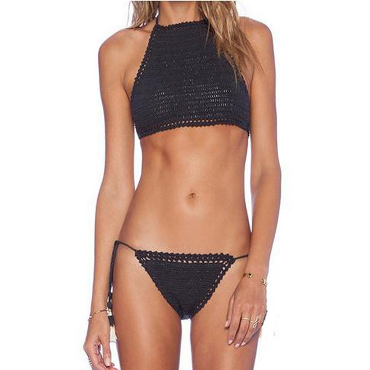 Damehækle-bikini-sæt med højt udskaeret design og legende detalje Stilla