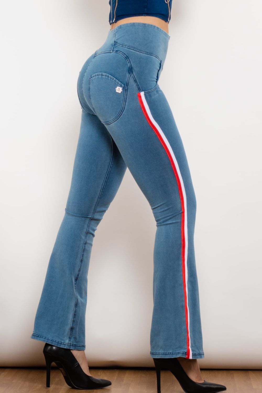 Stilla | Stripe Zip Closure Bootcut Jeans