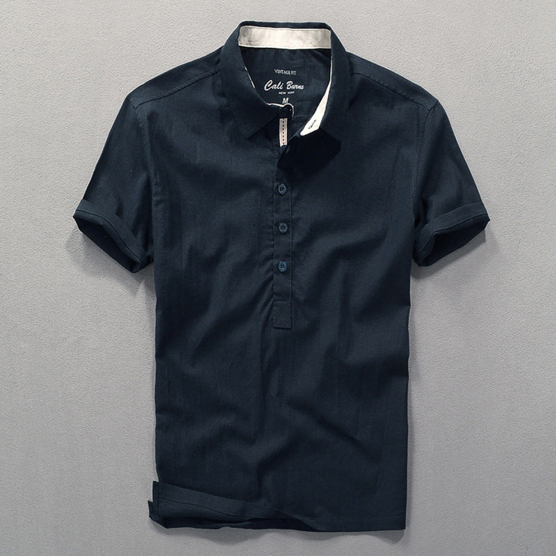 Herre poloshirt med drejet krave og knapliste Stilla