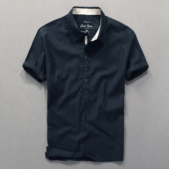 Herre poloshirt med drejet krave og knapliste Stilla
