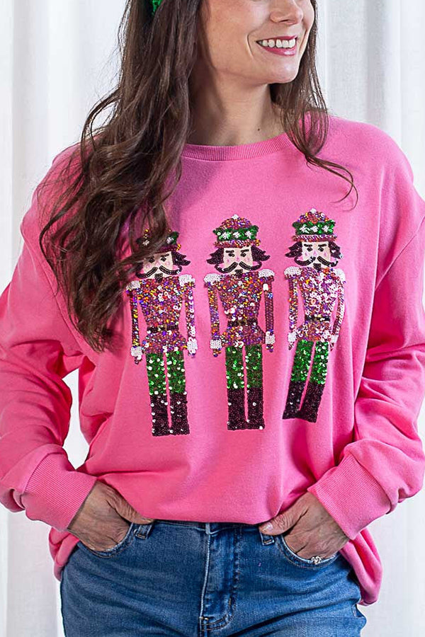 Stilla | Juletilsynsmand Pailletter Løst Casual Sweatshirt