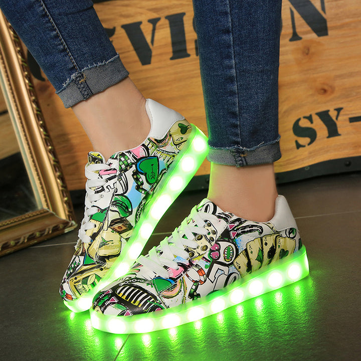 Dame lysende sneakers med iøjnefaldende grafik og skridsikker sål Stilla