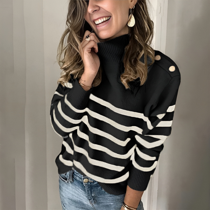 Stilla | Lækkert Stribet Turtleneck Pullover