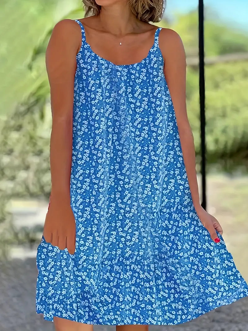 Stilla | Elegant Cami Kjole Uden Ærmer Med Flæse, Store Størrelser