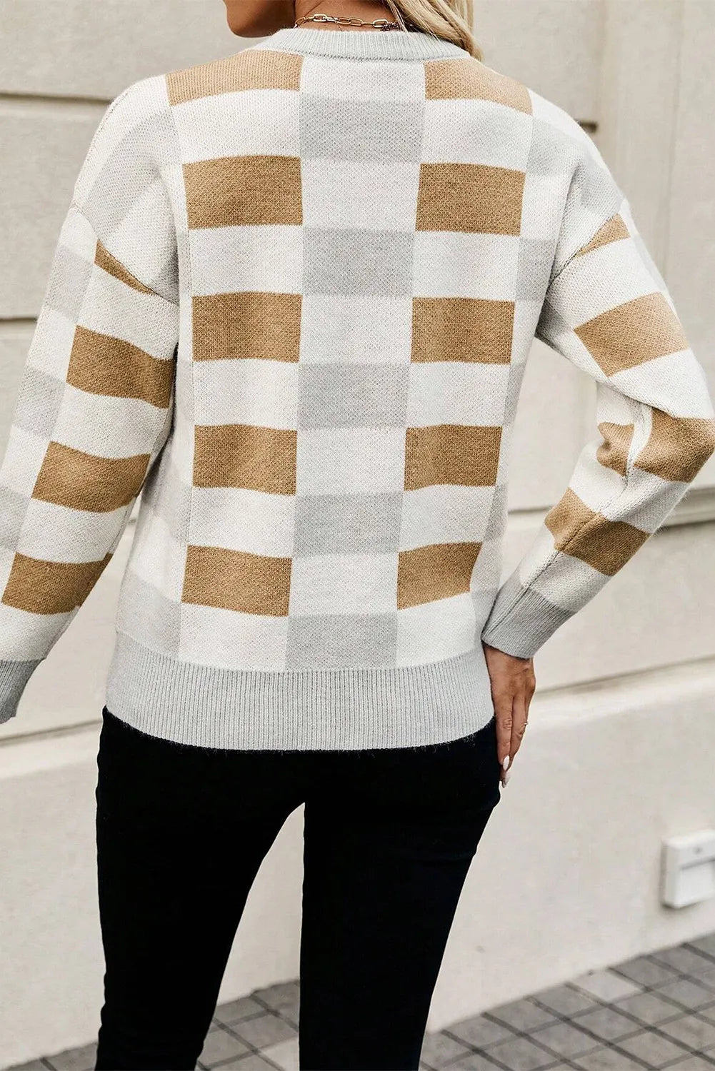 Stilla | Farveblok Sweater Med Rund Halsudskæring