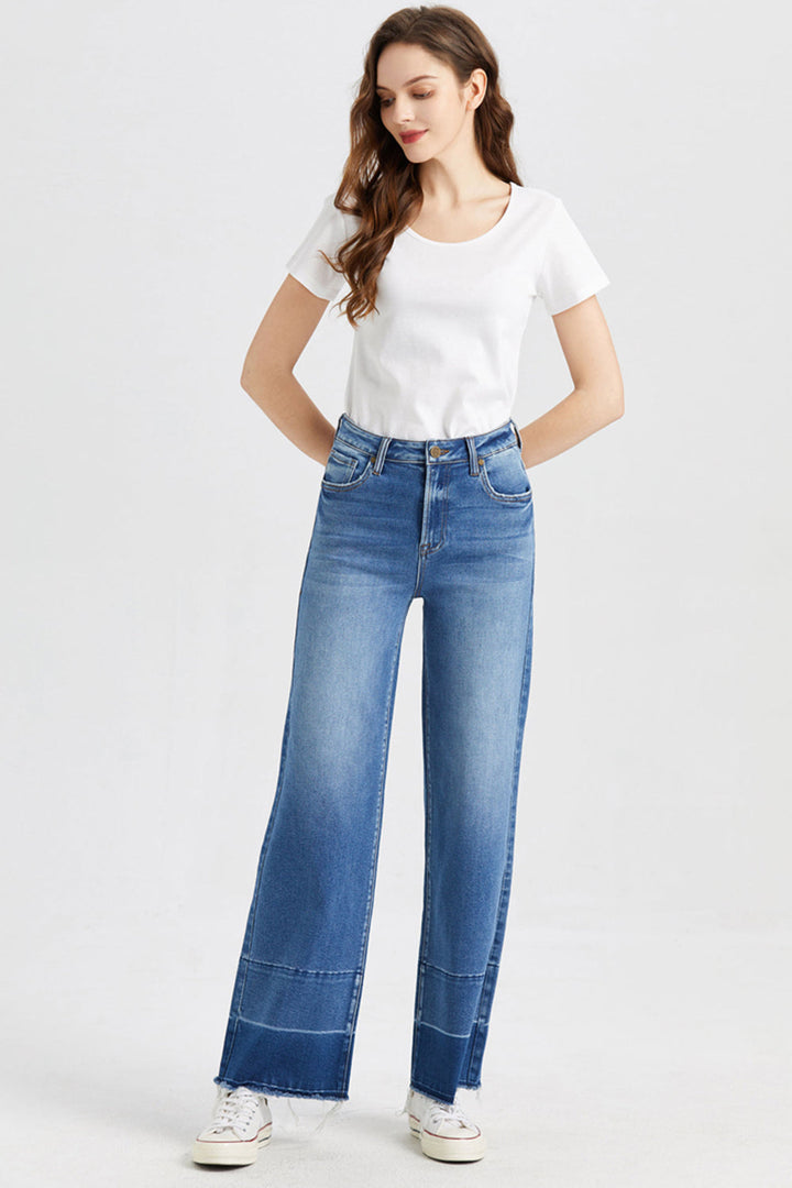 Stilla | Full Size Høj Talje Cat's Whisker Wide Leg Jeans
