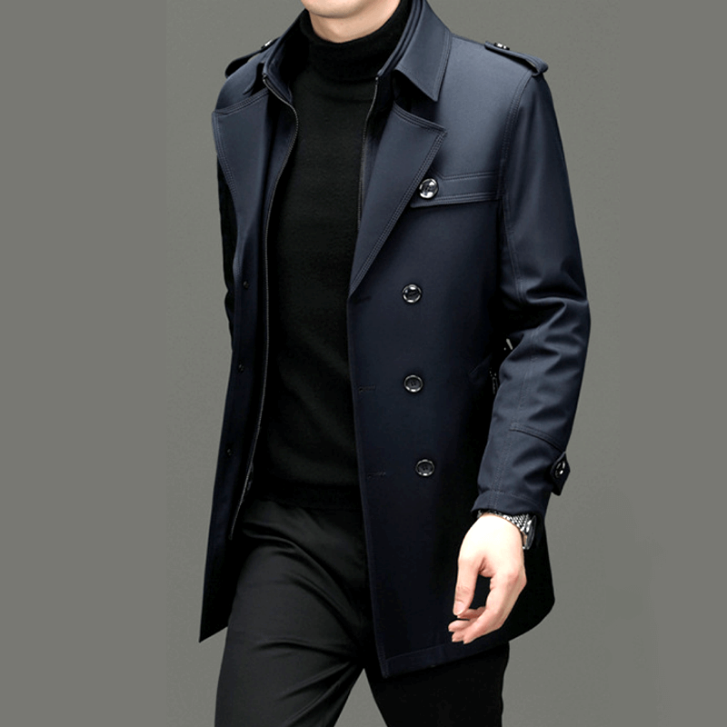 Stilla | Herrens dobbeltbrystet trenchcoat