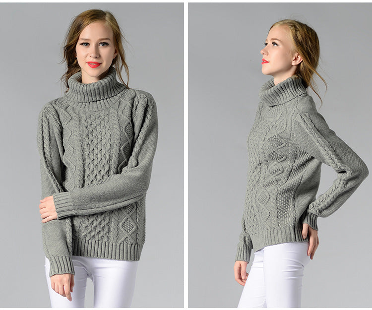 Stilla | Dame rullekrave sweater med lange ærmer og kabelstrik