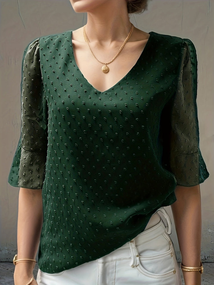 Stilla | Løs Chiffonbluse Med Lange Ærmer