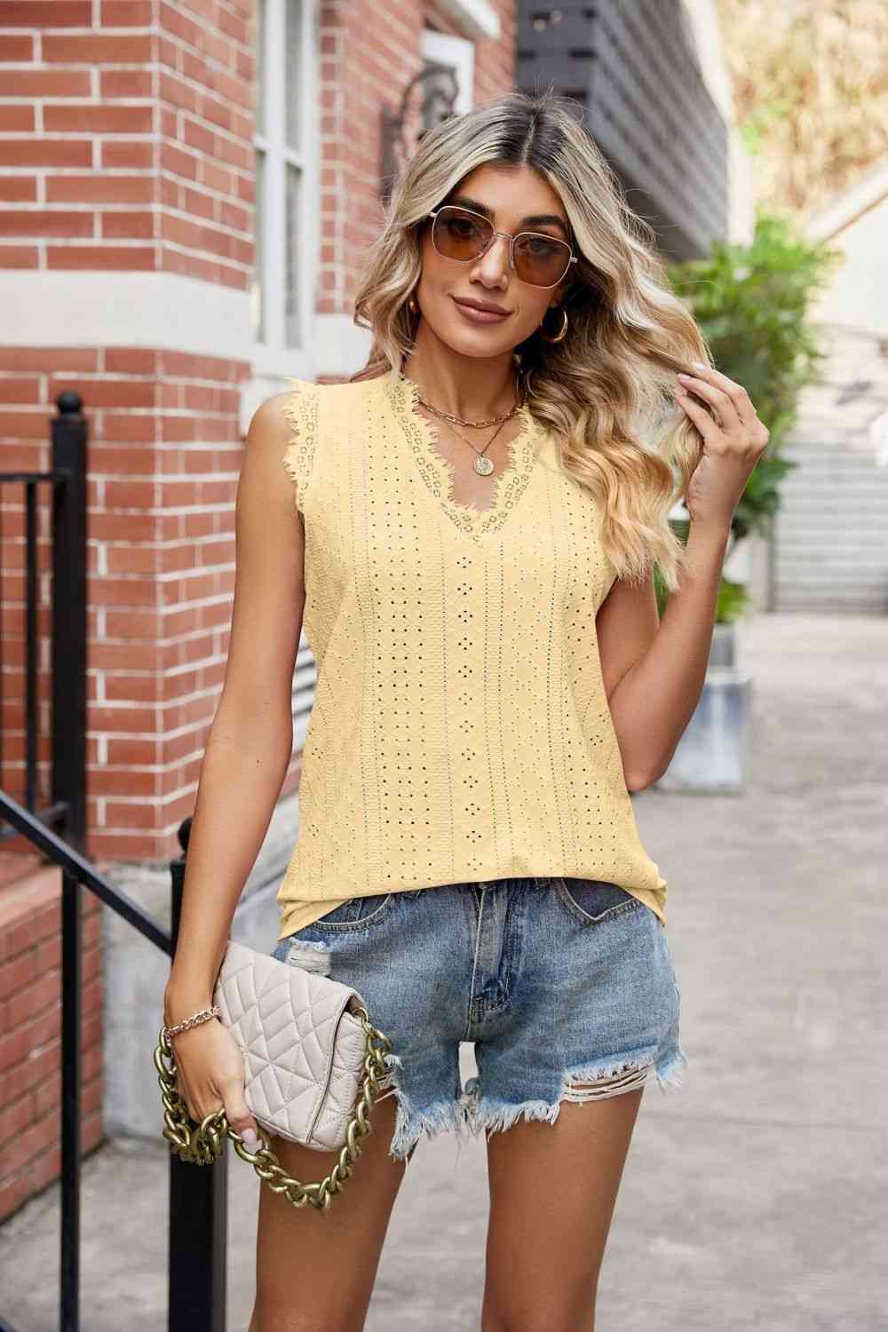 Stilla | Blondekant V-hals Tank