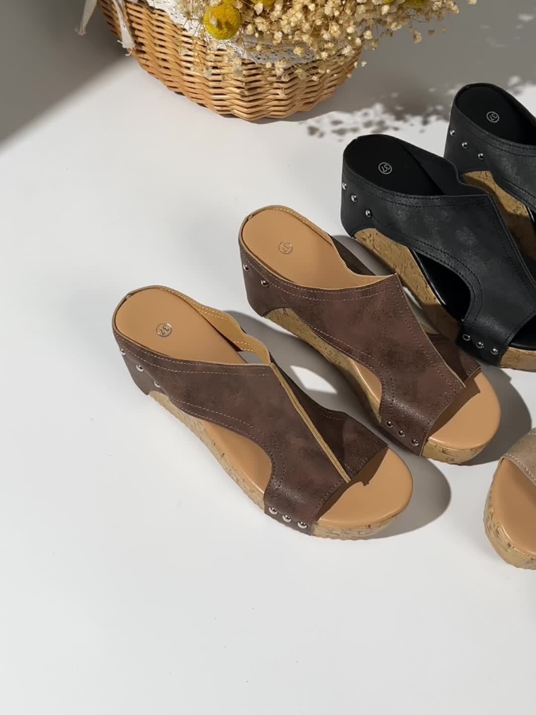 Stilla | Platform Sandaler Komfortable Slid on Sommer Sko Med Nitter