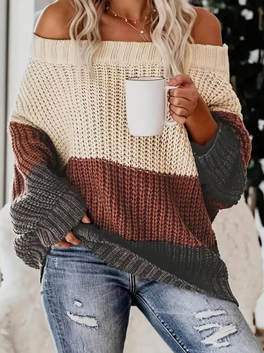 Stilla | Dame sweater Lauren i bomuld med løs pasform og koldt skulderdesign - Ideel til efteråret