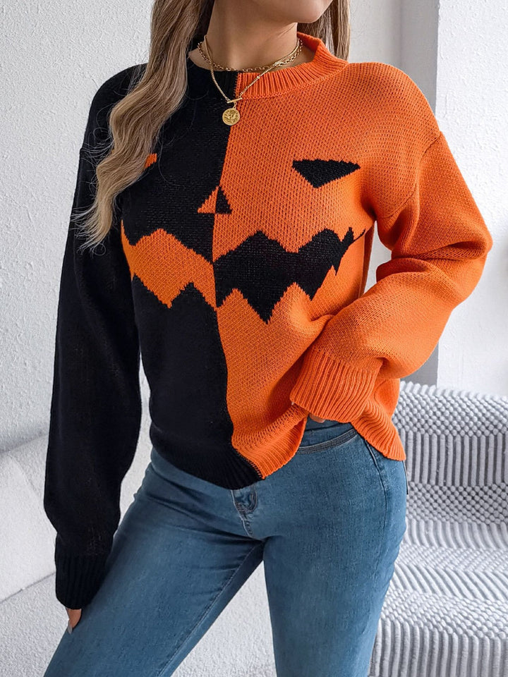 Stilla | Kontrastærmer Pullover med Rundhalset til Trendy Looks