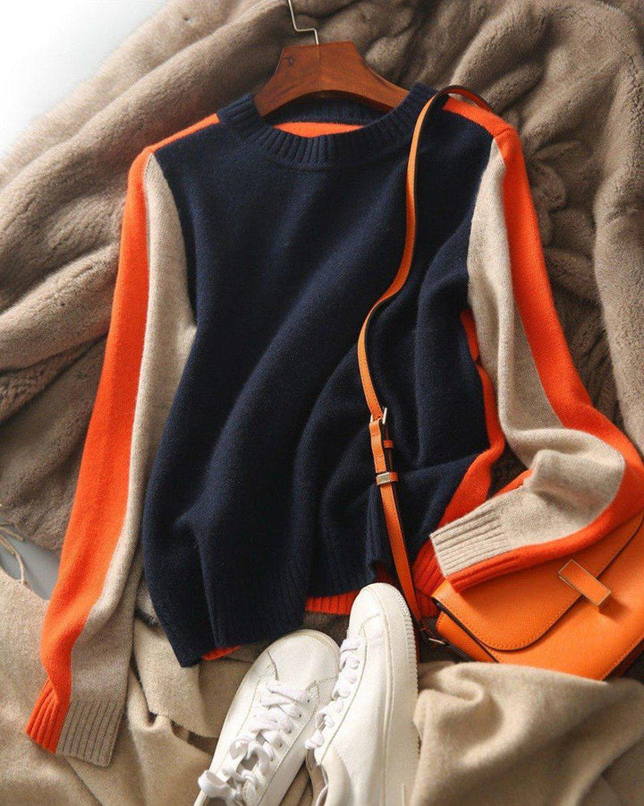 Stilla | Pullover med Farveblok-Design og Moderne Snit - Perfekt til Kontor og Fritid