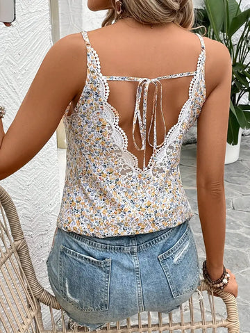 Stilla | Camisole Top Med Blomster Mønster